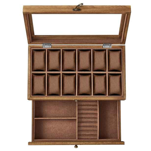 SONGMICS Úložný box na hodinky Vrangle 34 cm hnědý