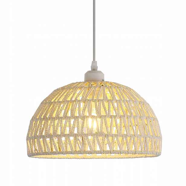 Stropní lampa Ratanový lustr E27 Béžová Kulatá Nastavitelná 130cm
