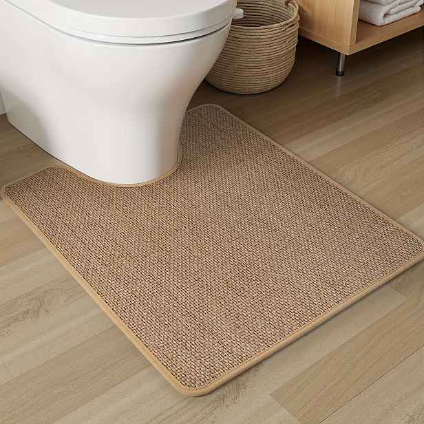TEMU SIXHOME 50x60 cm Pletená rohožka na toaletu | U tvaru, protiskluzová, pratelná v pračce, super absorpční, konturovací koupelnová rohožka na