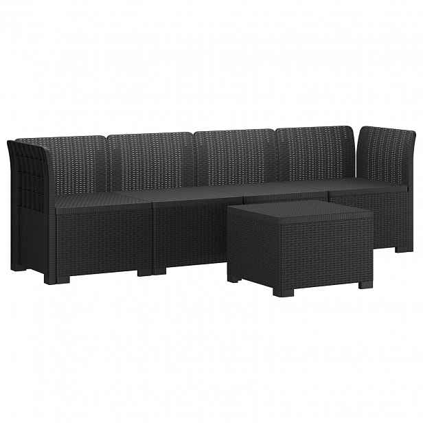 vidaXL 4-místná zahradní sofa v rattanu PP Antracitová