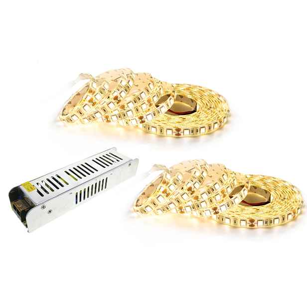 Set Led 5050 IP65 herme 10M Bílá 144W Napájecí Zdroj