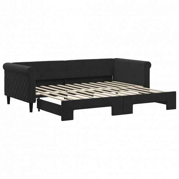 vidaXL Válenda s přistýlkou černá 90 x 200 cm samet