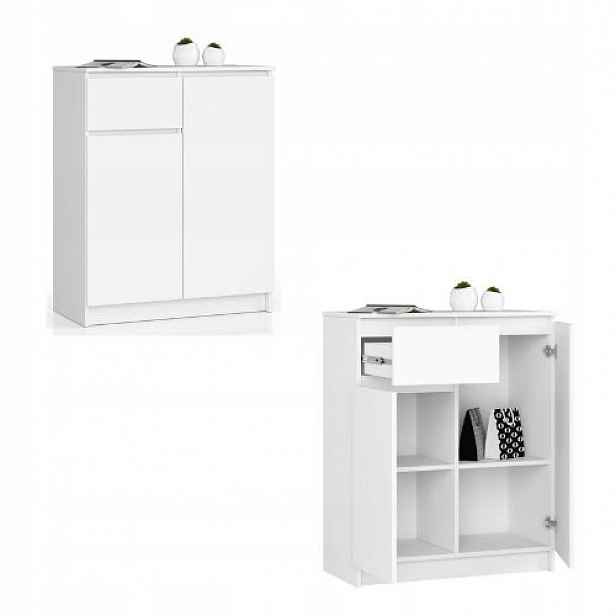 Komoda skříňka K80 2D 1SZ bílá-bílý lesk Akd