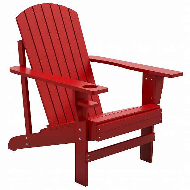 Outsunny Zahradní křeslo Adirondack Dřevěné červené držadlo 150 kg
