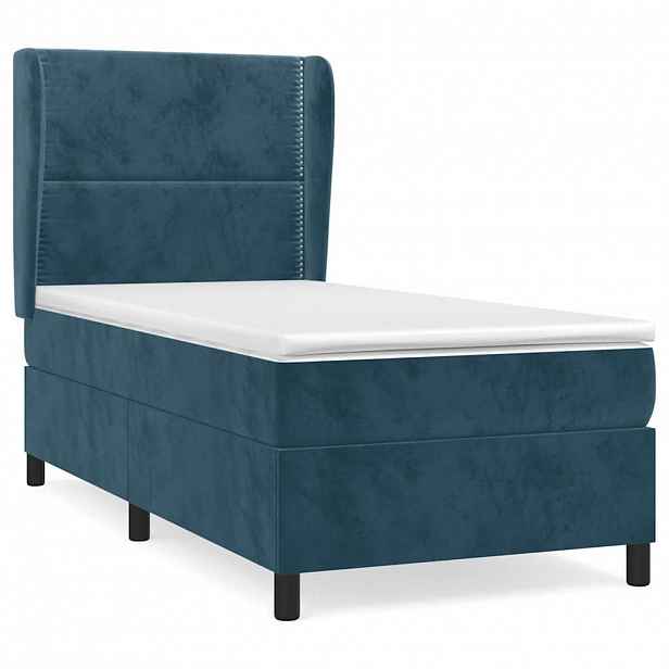 vidaXL Box spring postel s matrací tmavě modrá 100x200 cm samet