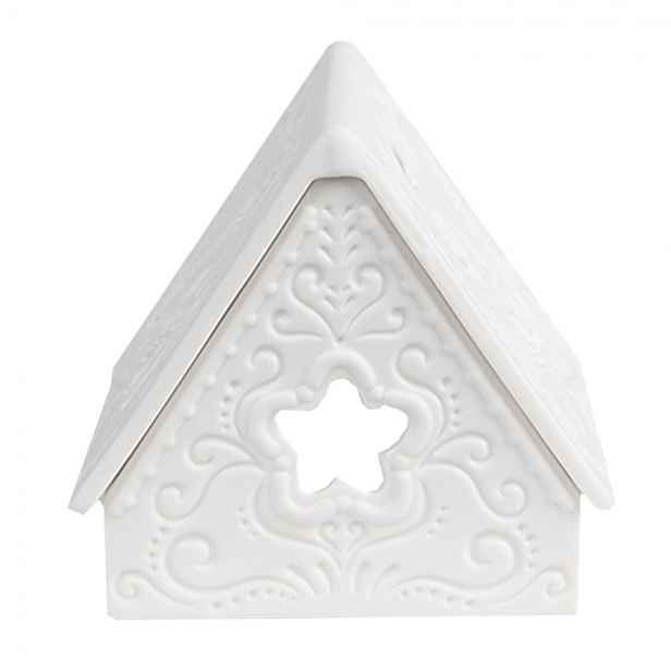 Bílý porcelánový svícen chaloupka House Fairy - 8*7*7 cm Clayre & Eef