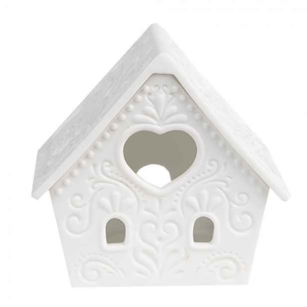 Bílý porcelánový svícen chaloupka House Fairy - 8*6*8 cm Clayre & Eef