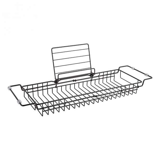 Černý kovový nastavitelný držák na vanu PT LIVING Tub, 61 - 86 cm