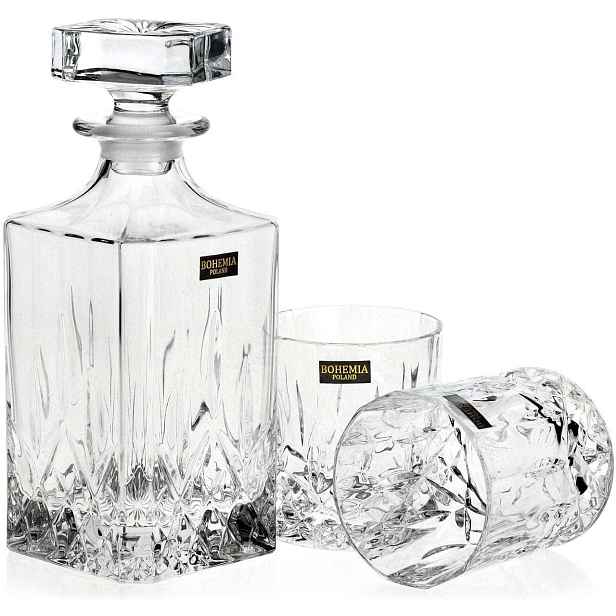 Křišťálový set na whisky 2 sklenice karafa Bohemia Classico 2+1