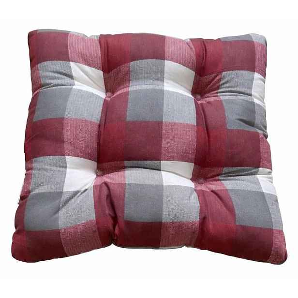 Zahradní polstr Karo 40x40 cm, vínový/šedý