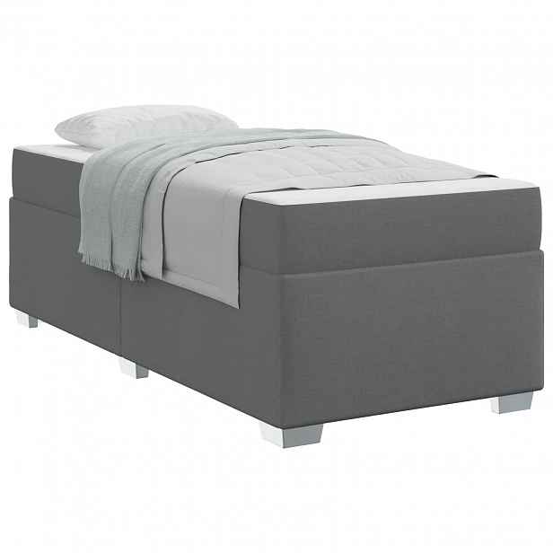 vidaXL Rám postele s matrací Tmavě šedá 90 x 200 cm textil