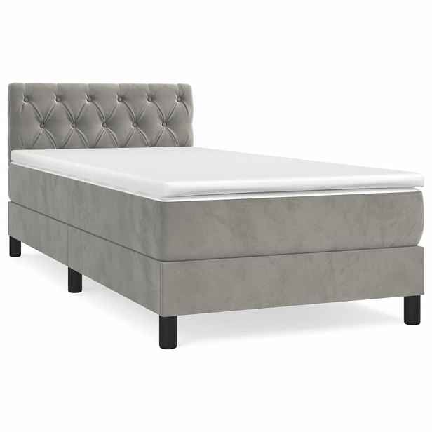 vidaXL Box spring postel s matrací světle šedá 80 x 200 cm samet