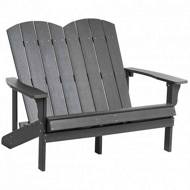 Beliani ZAHRADNÍ LAVICE 125 cm Tmavě šedá Adirondack