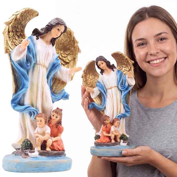 Figurka anděla strážného Velká Keramická Dárek Svaté Přijímání Křest na památku