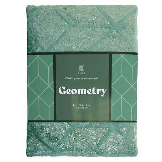 Lesklá deka Geometry mikrovlákno 150x200 zelená