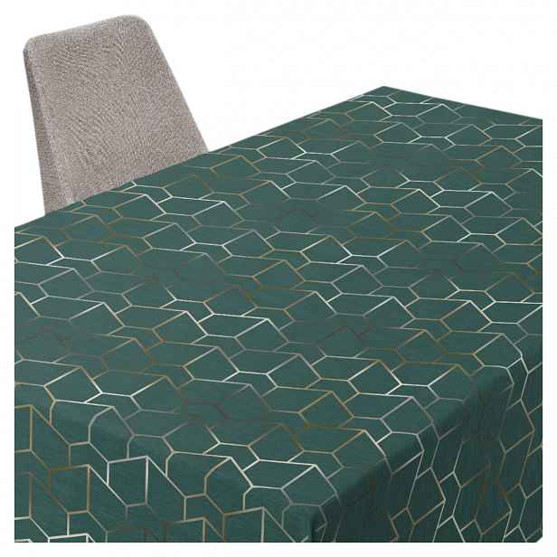Skvrnitý geometrický ubrus U3 Minos zelený 140 x 180 cm
