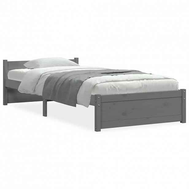 vidaXL Rám postele šedý masivní dřevo 75 x 190 cm Small Single