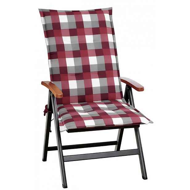 Zahradní polstr Karo 50x118 cm, vínový/šedý