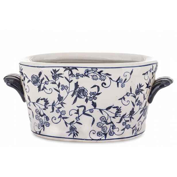 Váza květináč bílá modrá obal stylová porcelánová dekorace