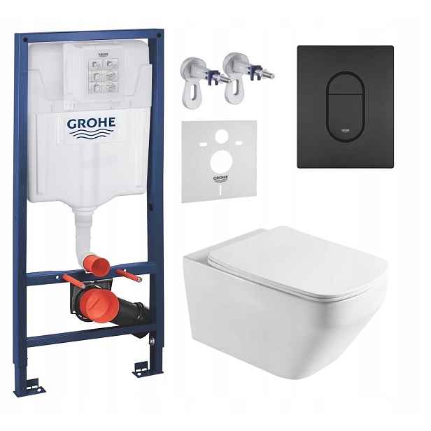 Podomítkový Wc set Grohe s mísou Imprese a tlačítkem černý mat