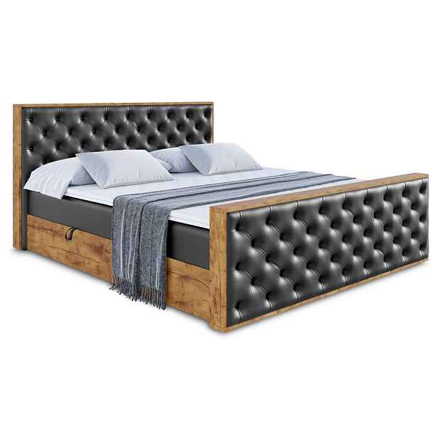 ALTDECOR KONTINENTÁLNÍ POSTEL s matrací H4 - LOLLI3-Z - 200x200 cm Černá