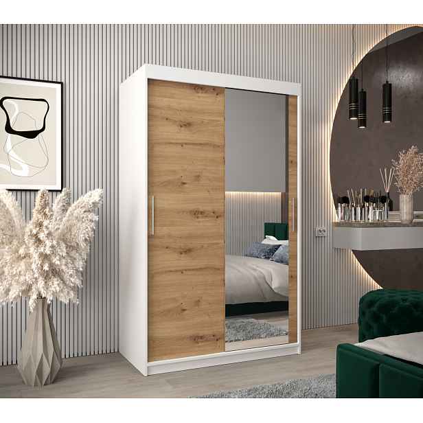 Šatní skříň Abi T2 Barva korpusu: Bílá, Rozměry: 120 cm, Dveře: Dub artisan