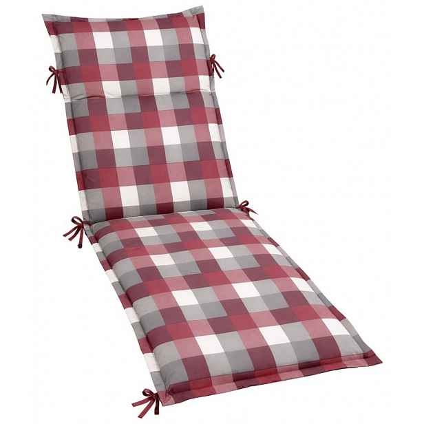 Zahradní polstr na lehátko Karo 60x190 cm, vínový/šedý
