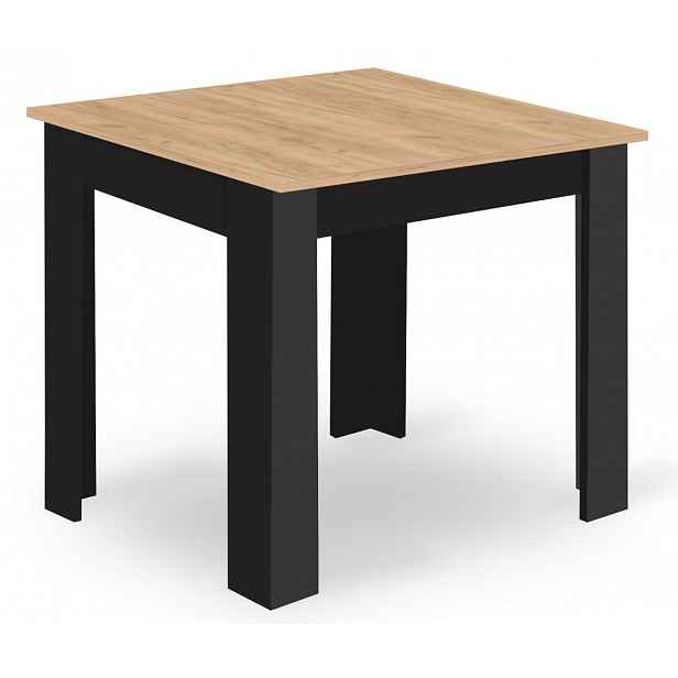 AKCE Jídelní stůl MADO černý s deskou v dekoru dub artisan 80x80cm II. jakost