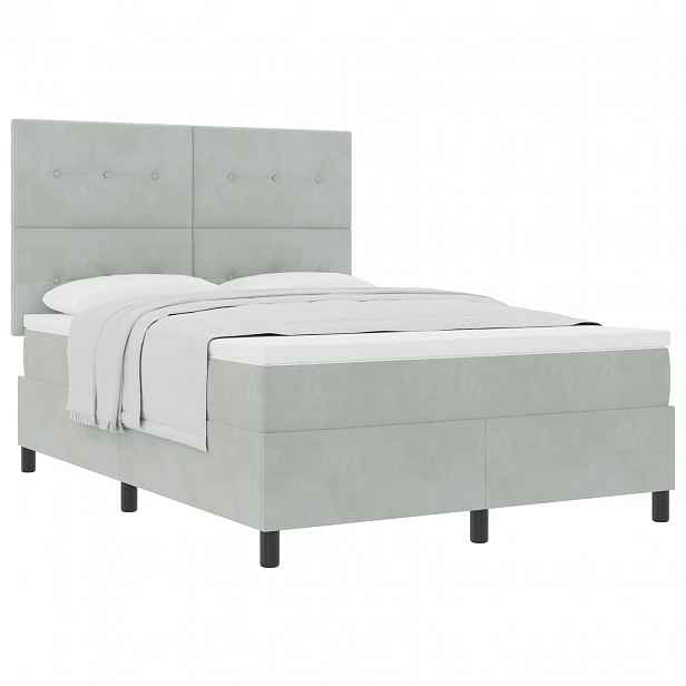 vidaXL Postel s boxspringem s čelo Světle šedá 140 x 190 cm samet