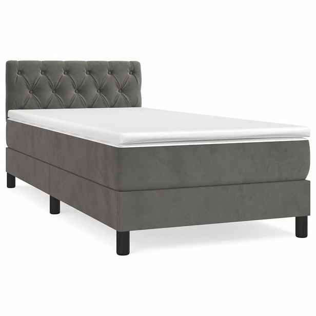 vidaXL Box spring postel s matrací tmavě šedá 80 x 200 cm samet