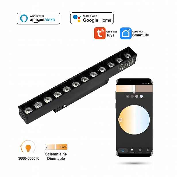 Led lineární reflektor 2.4GHZ Grille 12W 48VDC pro kolejnice Smart Track