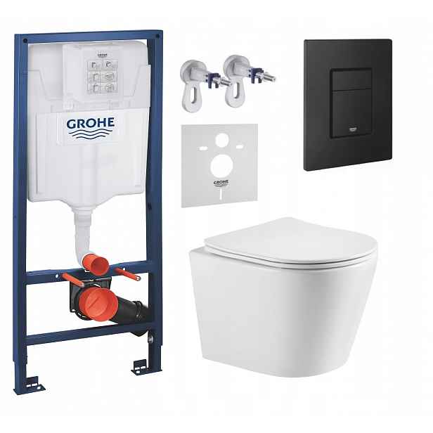 Podomítkový Wc set Grohe s miskou Jess a tlačítkem černý mat Fresh