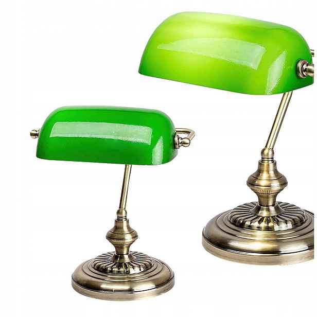 Stolní lampa bankéřka Zelená skleněná lampa Bank 4038 Rabalux