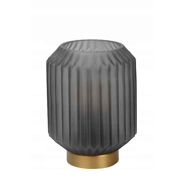 Stolní lampa noční zlatá skleněná kouřová lampička glamour do ložnice Lucide
