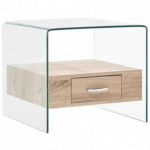 vidaXL Konferenční stolek se zásuvkou 50 x 50 x 45 cm tvrzené sklo