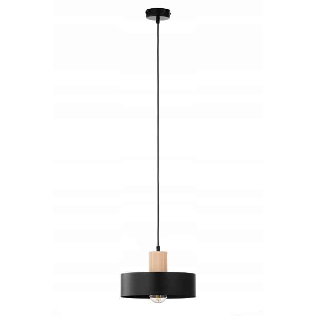 Závěsná skandinávská černo-dřevěná lampa E27 15W Rif Wood Sigma Lighting