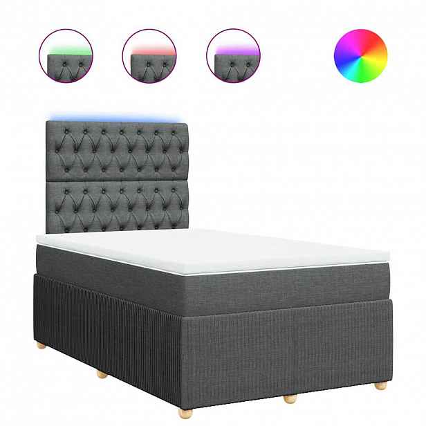 vidaXL Box spring postel s matrací tmavě šedá 120x190 cm textil
