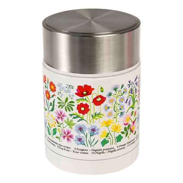 Krémová/ve stříbrné barvě termoska na jídlo/dětská 450 ml Wild Flowers – Rex London