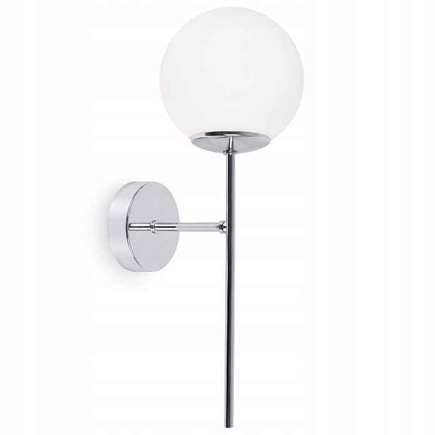 Nástěnná Lampa Do Koupelny Bílá Skleněná Koule Zrcadlo Chrom