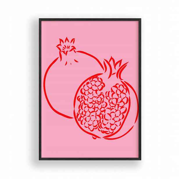 Obraz Granátový Minimalistický Plakát Rámeček Dřevěný Černý 30x42 cm