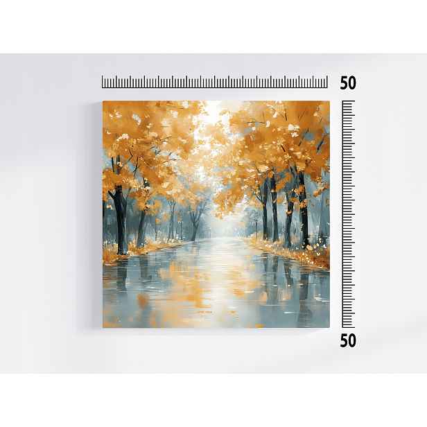Obraz Na Plátně Canvas Cesta Ulice Ulice Stromy Podzim Déšť 50x50