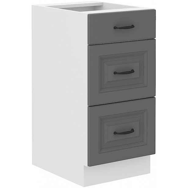 Spodní skříňka Stilo 40 D 3S BB - Premium Box Barva korpusu: Bílá, Barva dvířek: Dust Grey