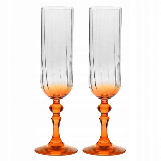 Stínované skleničky Krosno na šampaňské Bubble s oranžovou nožkou 200 ml