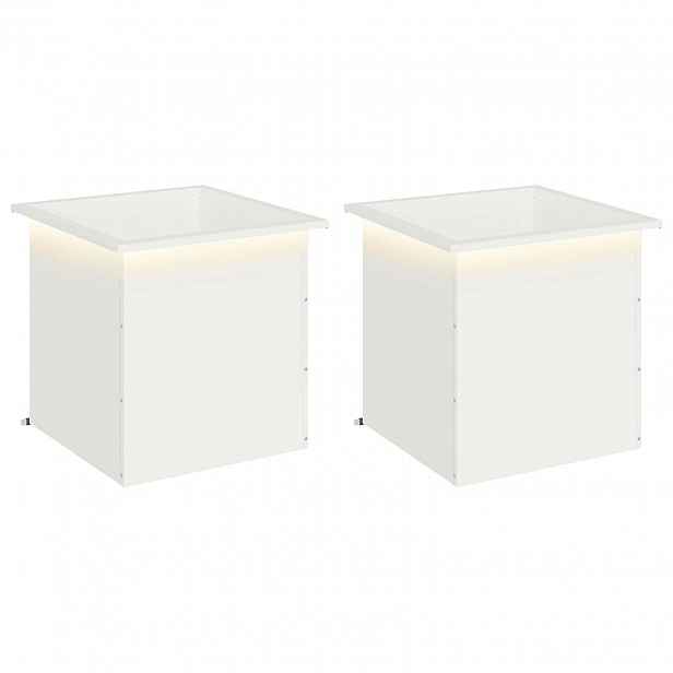 vidaXL Zahradní truhlík s LED osvětlením 2 ks Bílá 50 × 50 × 48 cm