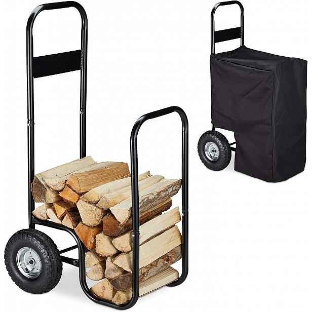 Vozík Na Dřevo Do Krbu 60 Kg, Přepravní Plachta