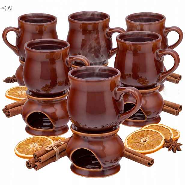 Hrnky na svařené víno 250 ml s ohřívači Altom Design Sada Dárek