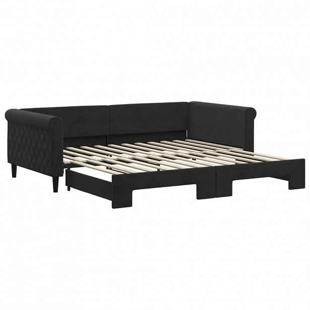 vidaXL Válenda s přistýlkou černá 100 x 200 cm samet