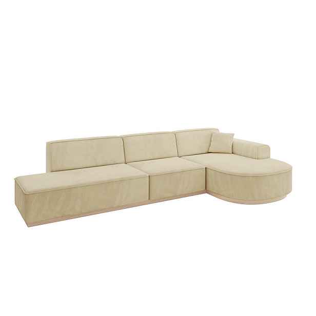 ALTDECOR ROHOVÁ SEDAČKA s otomanem, pravá ARRIO-L2 328x171x83 Béžová Velur