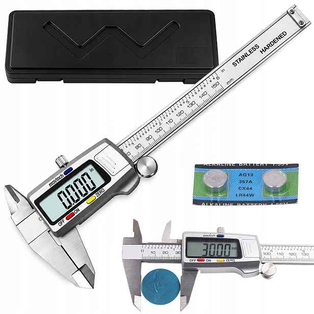 Elektronické Posuvné Měřítko Kovové Pouzdro 0-150 MM LCD displej Stříbrné
