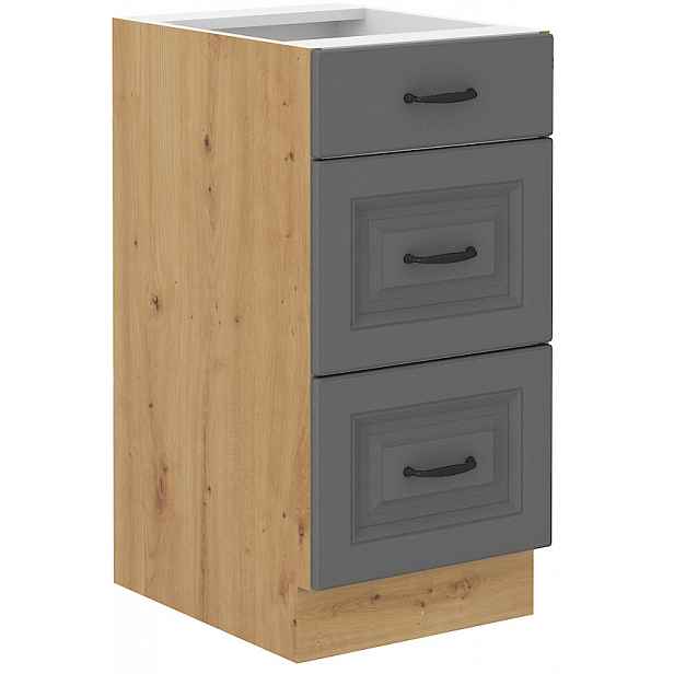 Spodní skříňka Stilo 40 D 3S BB - Premium Box Barva korpusu: Dub artisan, Barva dvířek: Dust Grey